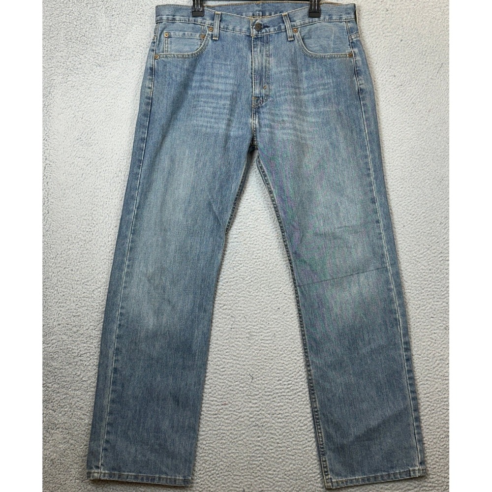 Levis 569 Jeans Mens 34X32 Loose Straight Blue Light Wash Distressed Denim Pants
